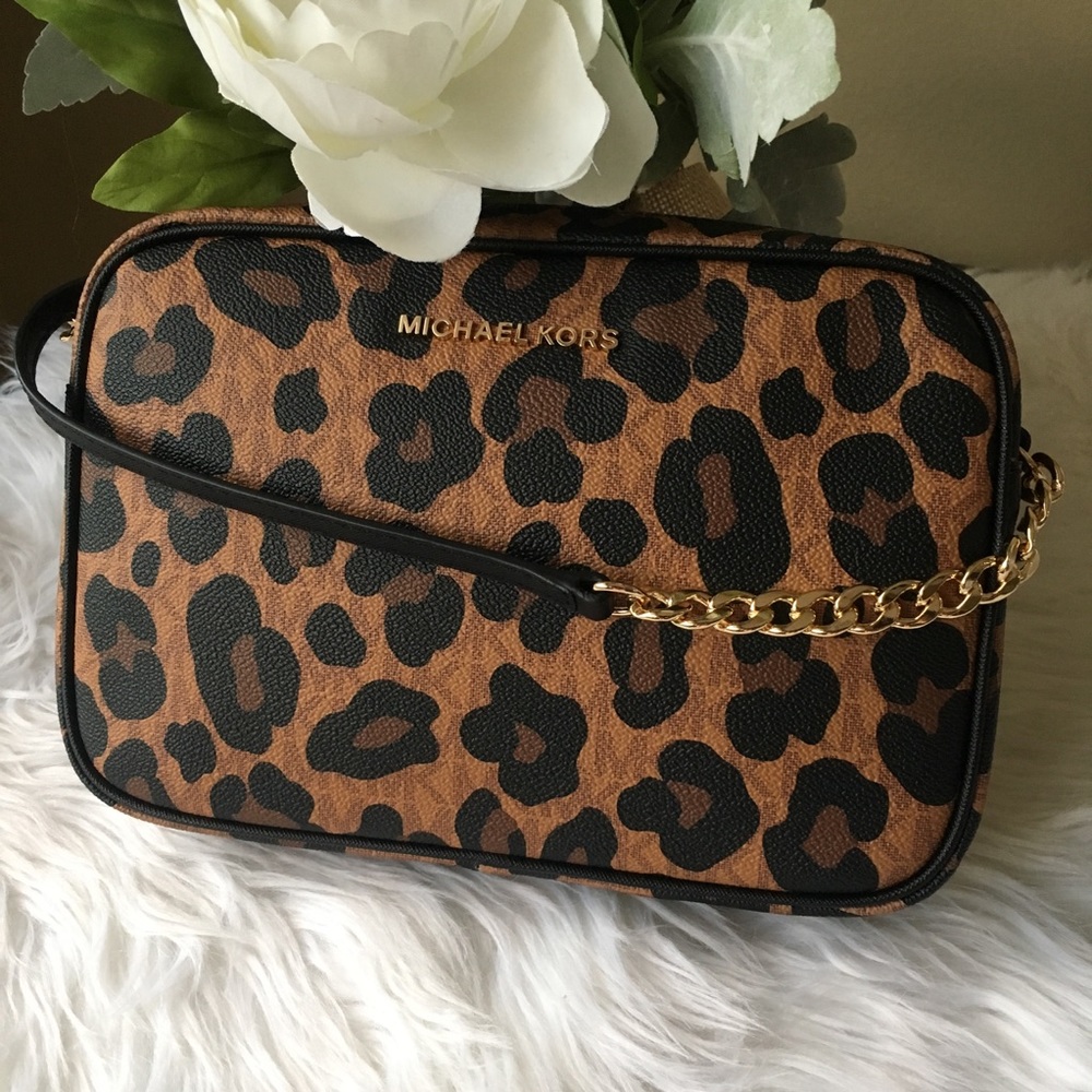 Last 1✨Michael Kors jet se Large leopard Crossbody - Picture 2 of 8